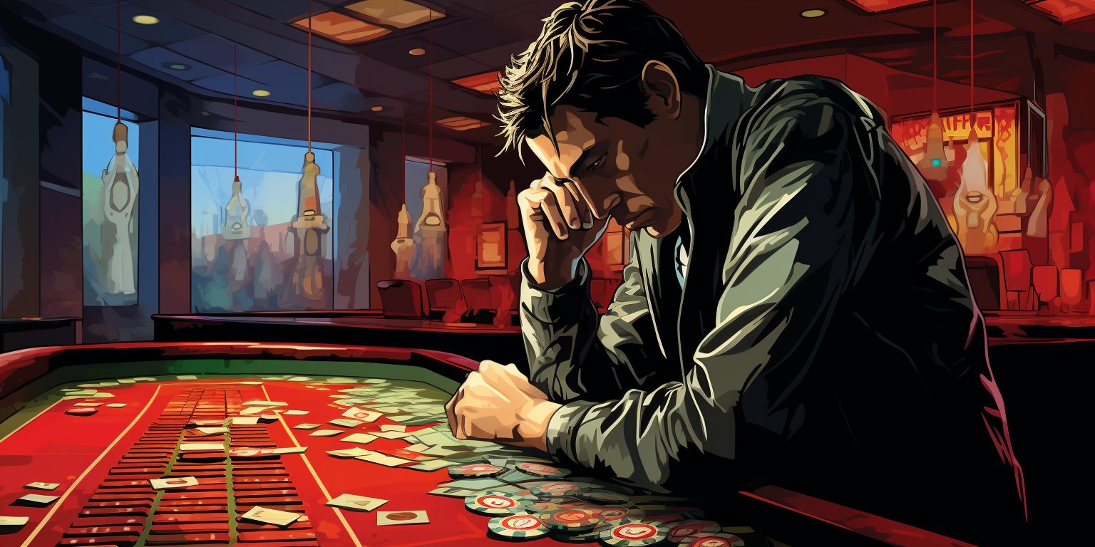 A sad gambler in the casino