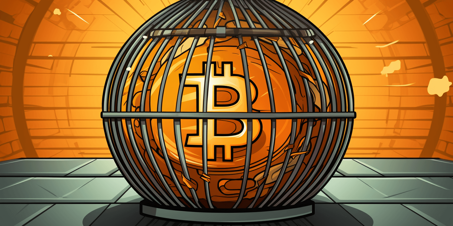 An image showing bitcoin in a cage