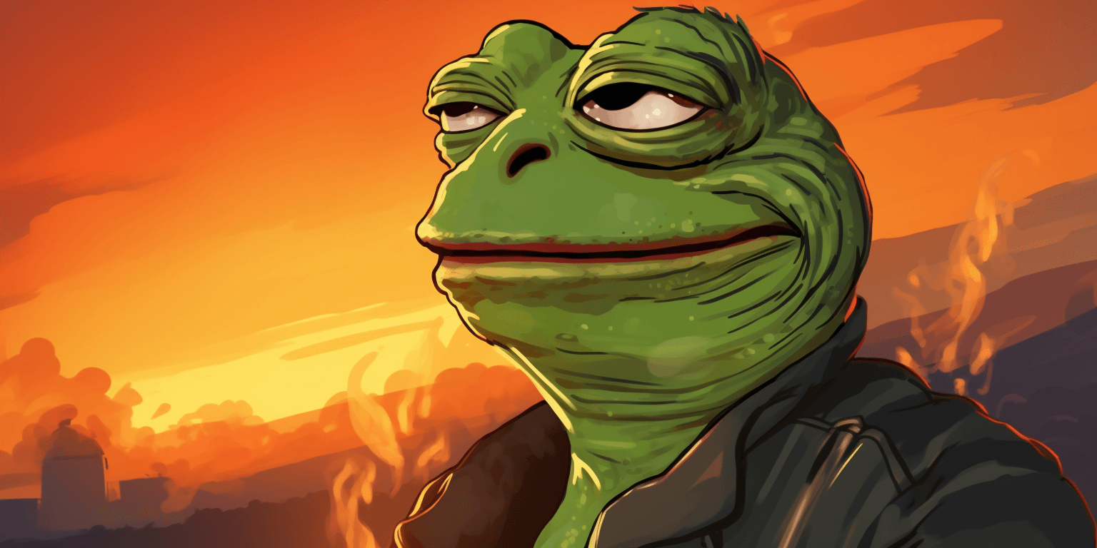 Pepe the frog meme, art by Midjourney