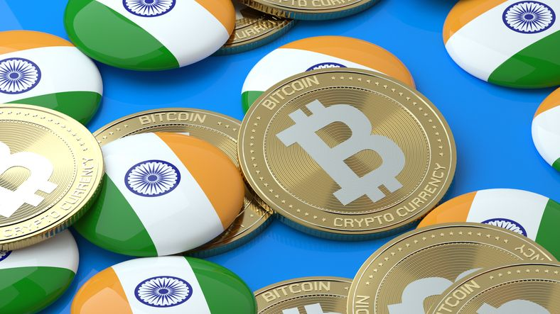 Indian flag and Bitcoin logo