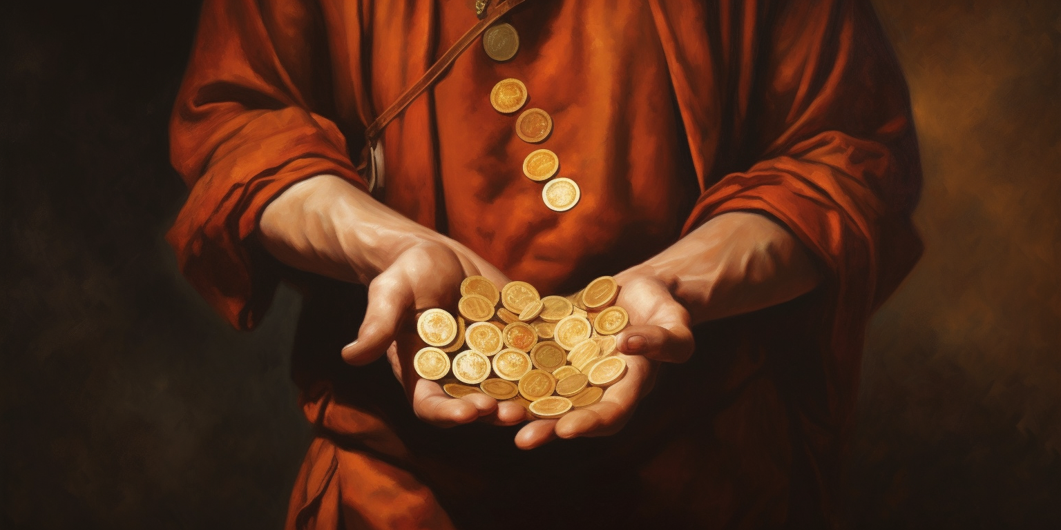 Man holding coins