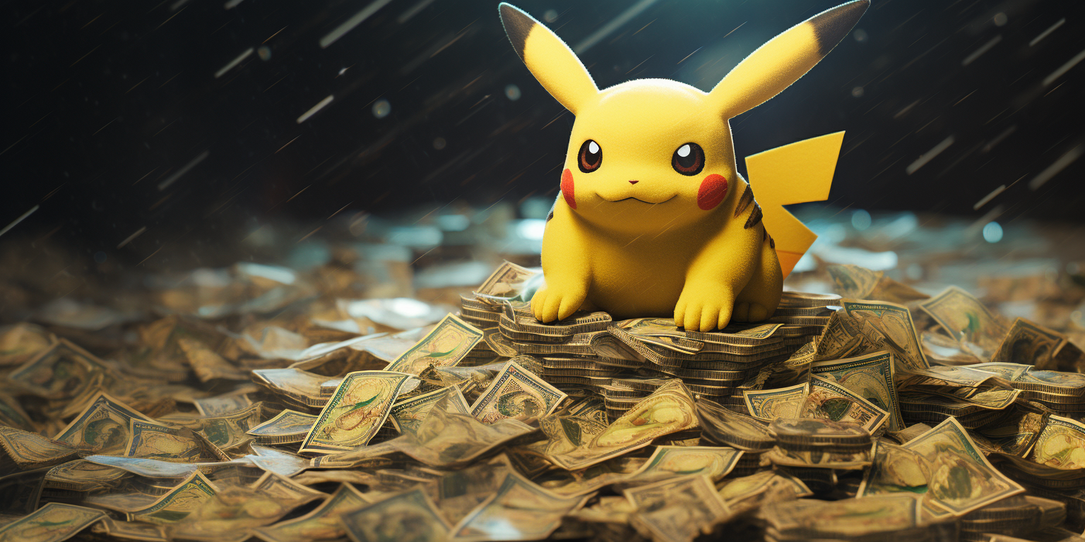 Pokemon on a pile of money