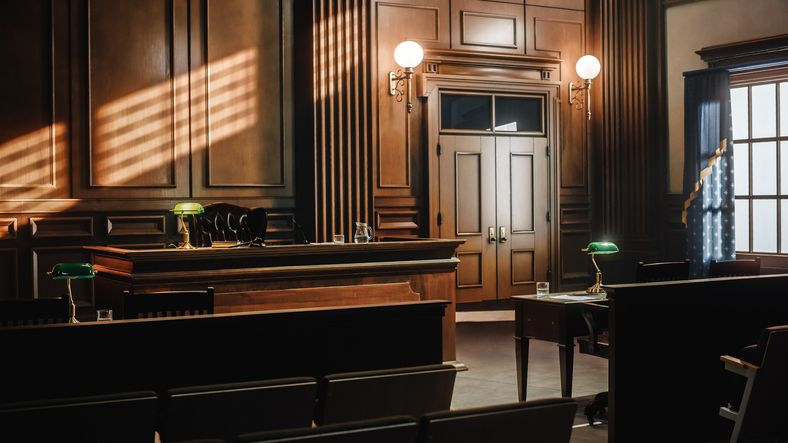 Empty American Style Courtroom -  stock photo
