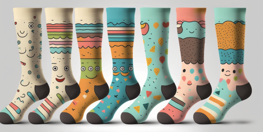 Socks with doodle patterns