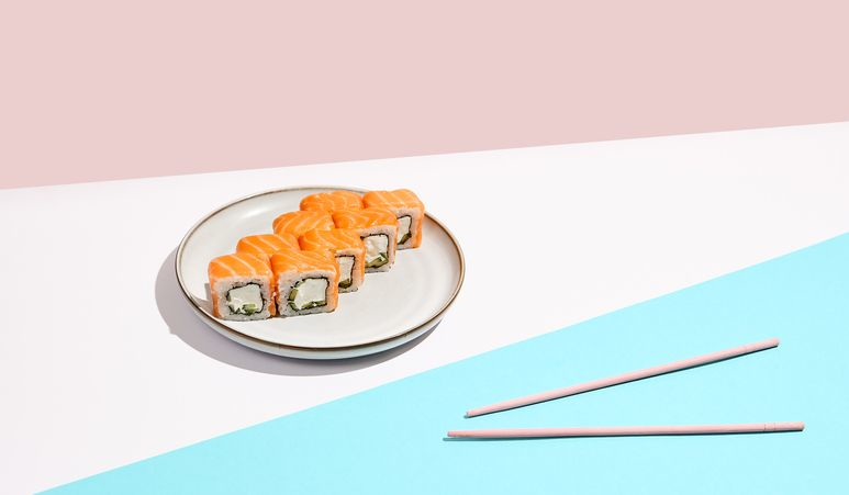 Maki sushi in minimal style - stock photo
