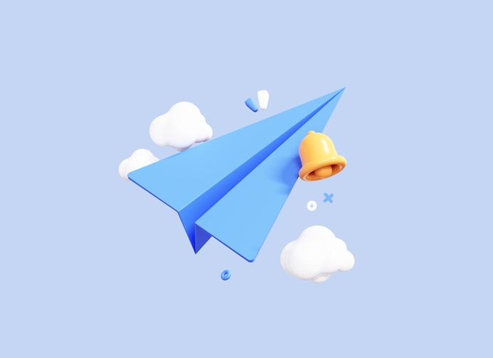 3D Paper Airplane cartoon icon, Telegram logo. 