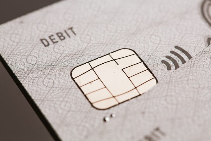 debit Visa credit card chip - stock photo