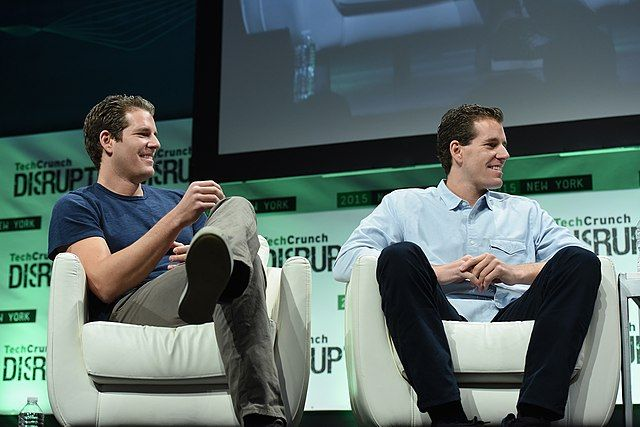 Gemini co-founders Tyler Winklevoss and Cameron Winklevoss during TechCrunch Disrupt NY 2015