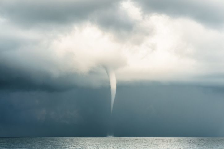 A stock photo of tornado over the sea. 
