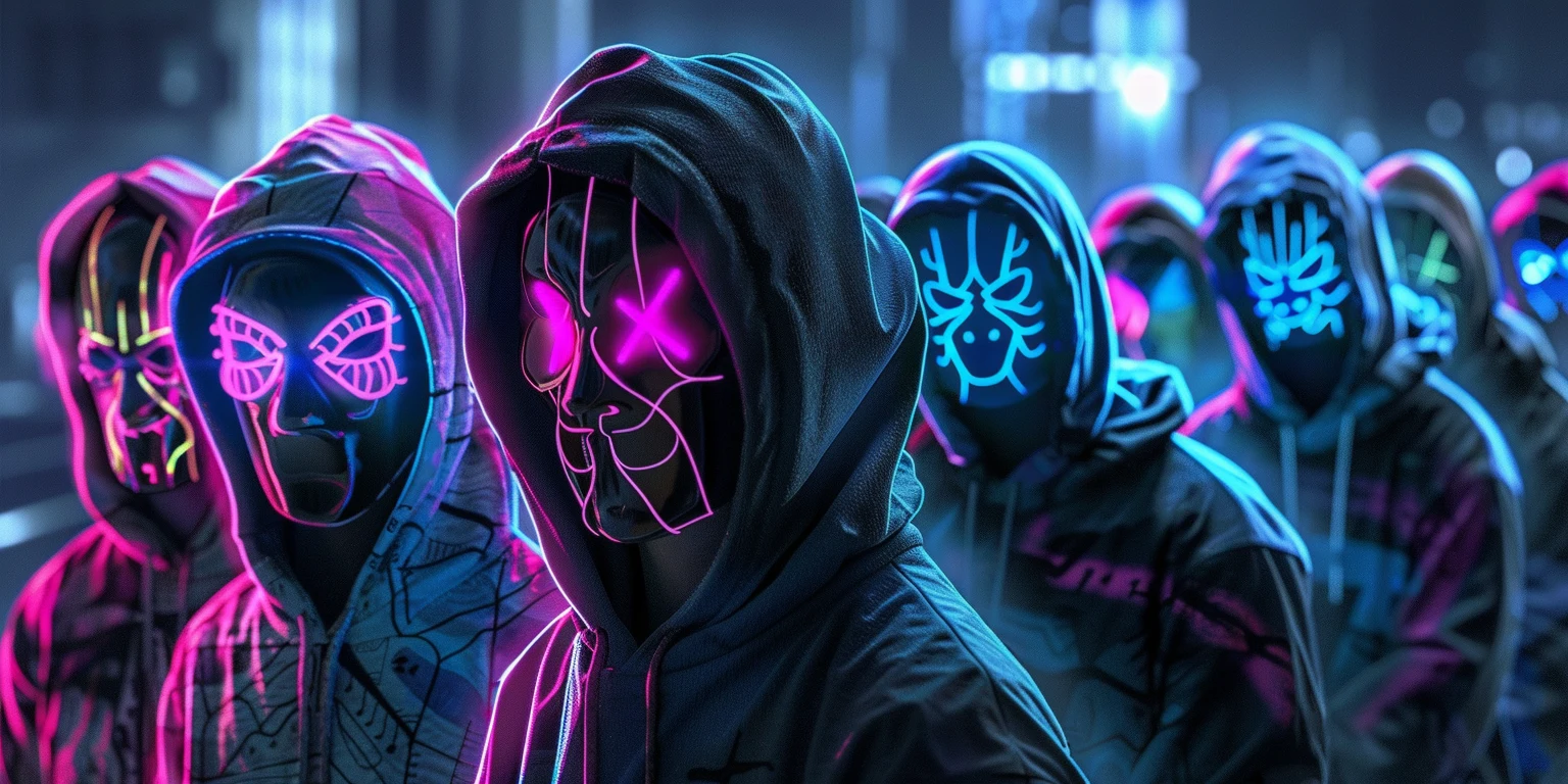 A group of hackers wearing masks