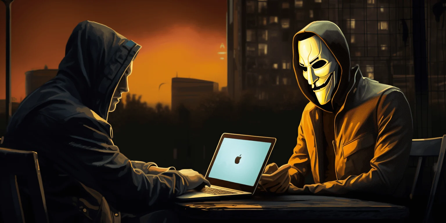 A man being interviewed by a hacker