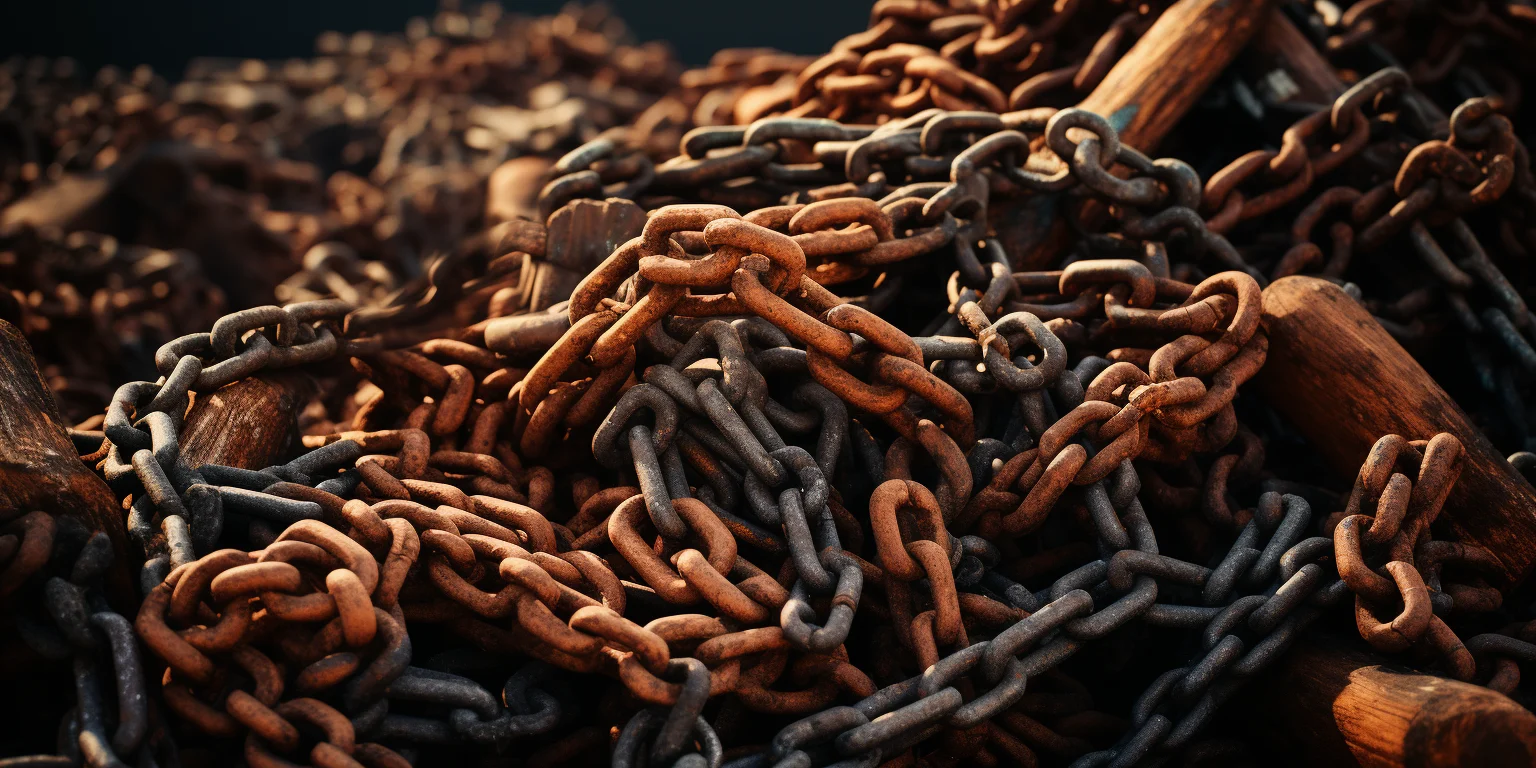 A pile of rusty chains