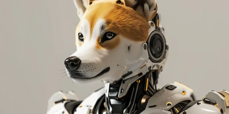 A robot with a shiba inu head