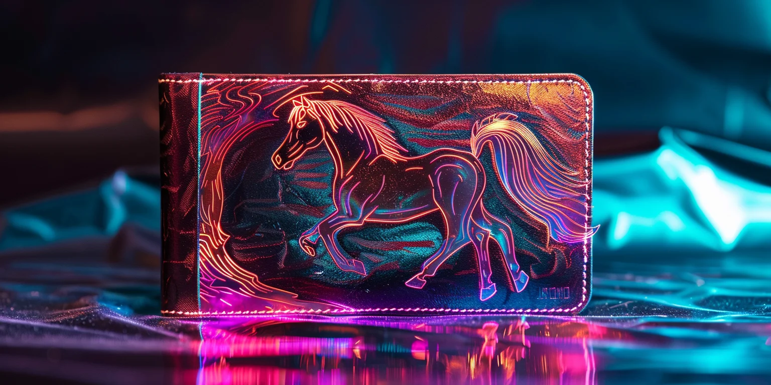 A wallet with a horse image