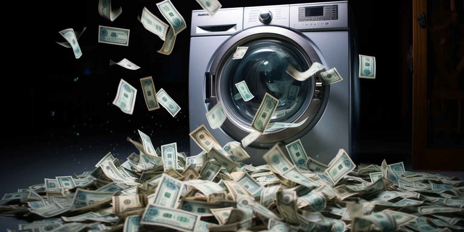 A washing machine washing money