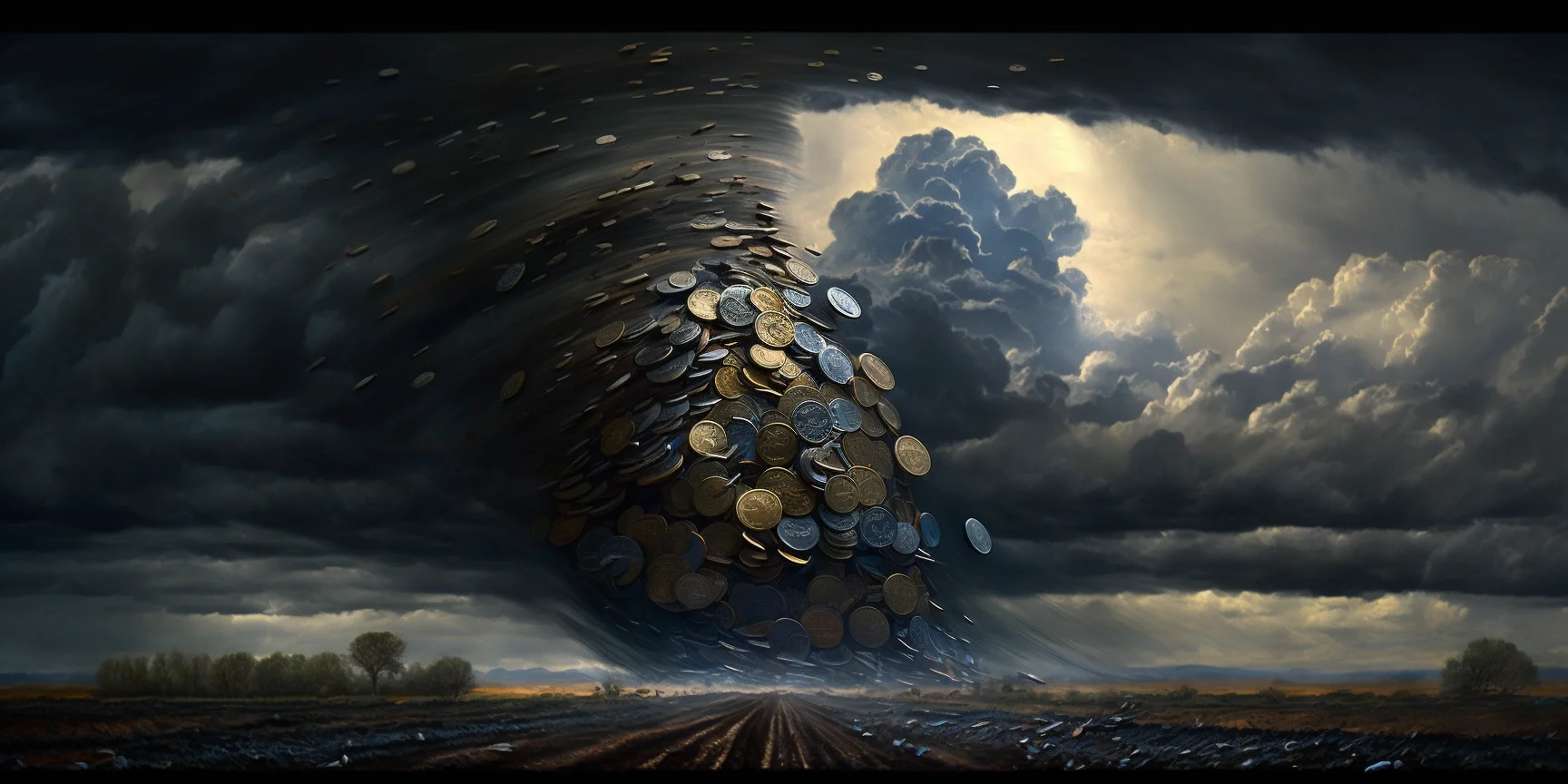 Coins carried by tornado