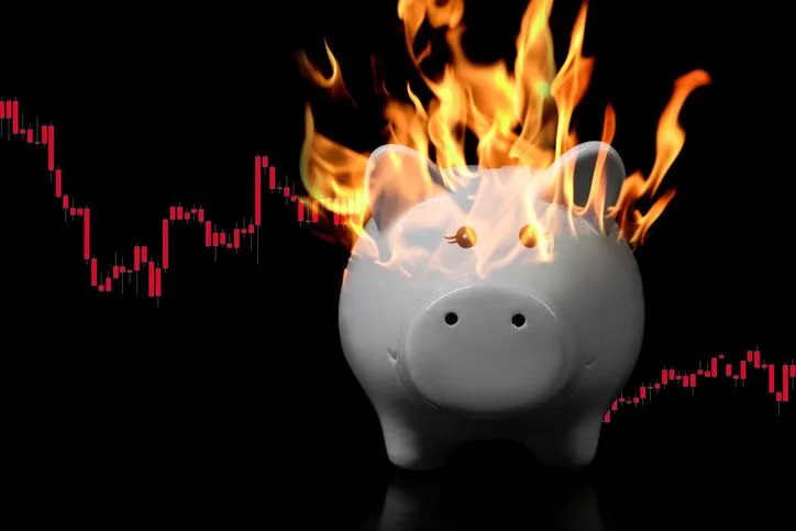 Burning piggy bank