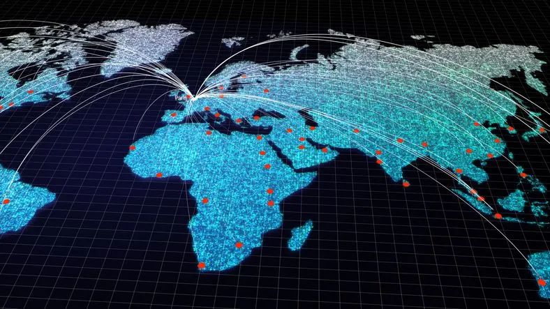 Visualisation of connections from Paris, France, to other corners of the world