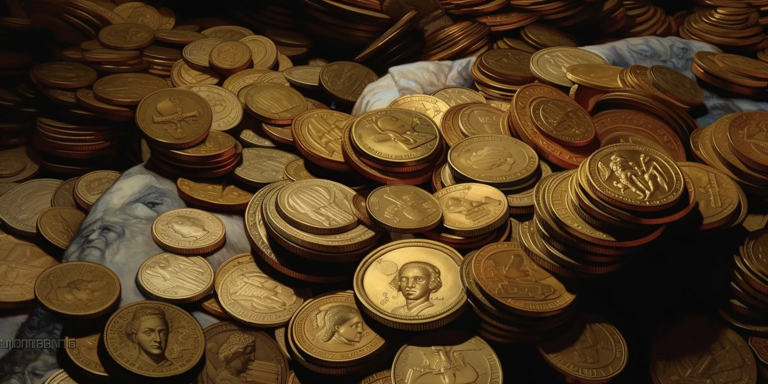 Gold coins with portraits