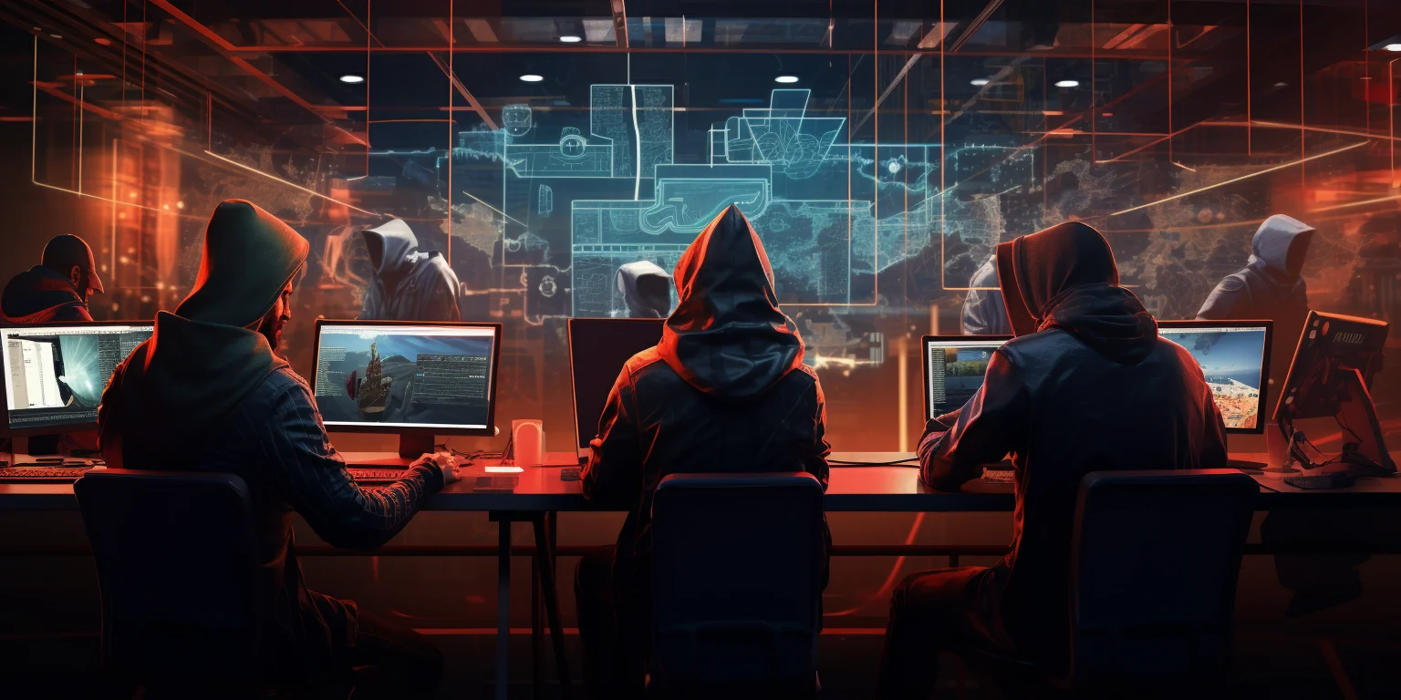 Hackers working on computers