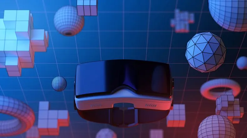 VR goggles and geometrical shapes