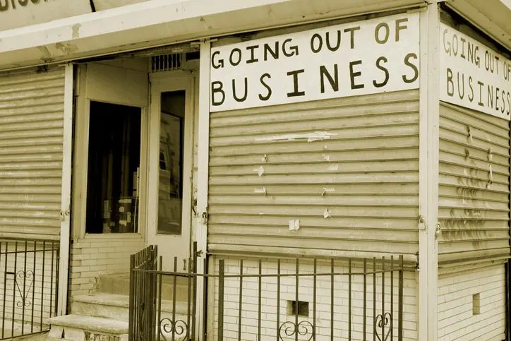 Out of business sign