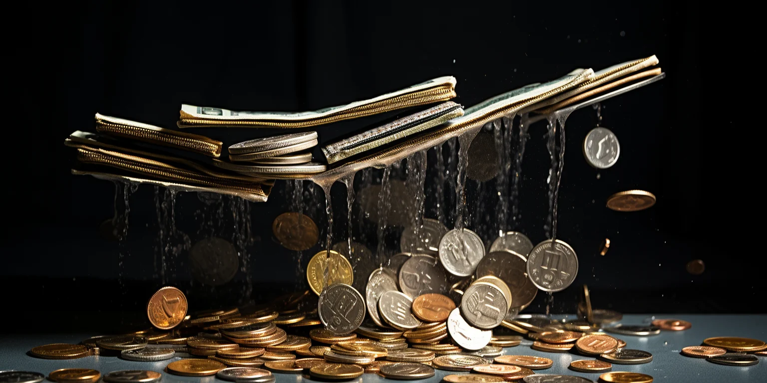 Streams of coins flowing out of a wallet