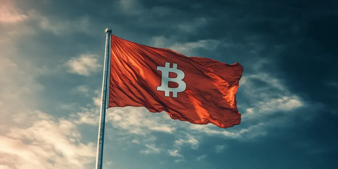 Bitcoin on a red flag