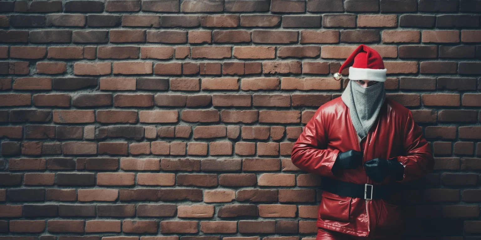 Thief wearing a costume of Santa Claus