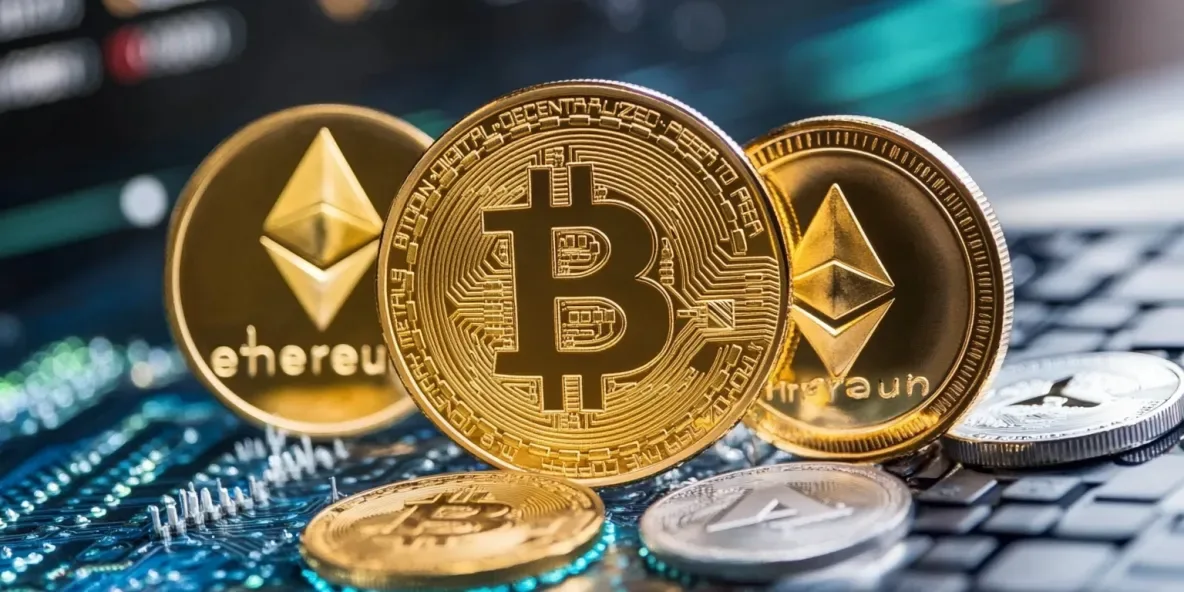 Bitcoin and Ethereum coins