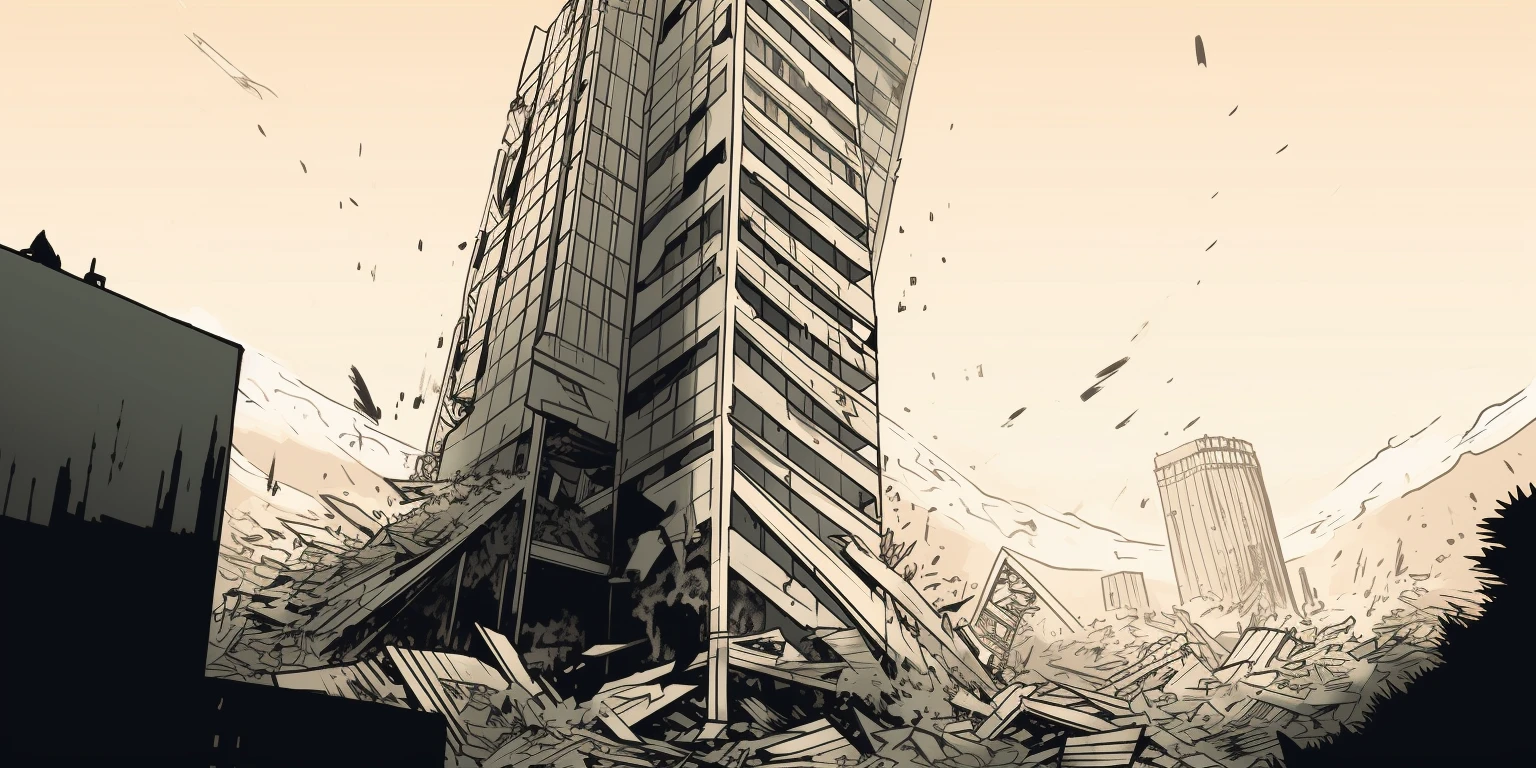 a skyscraper fallen down