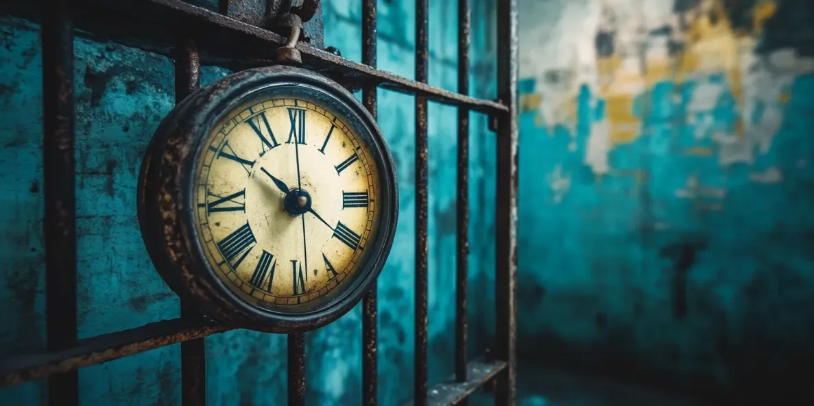 a clock in a prison cell