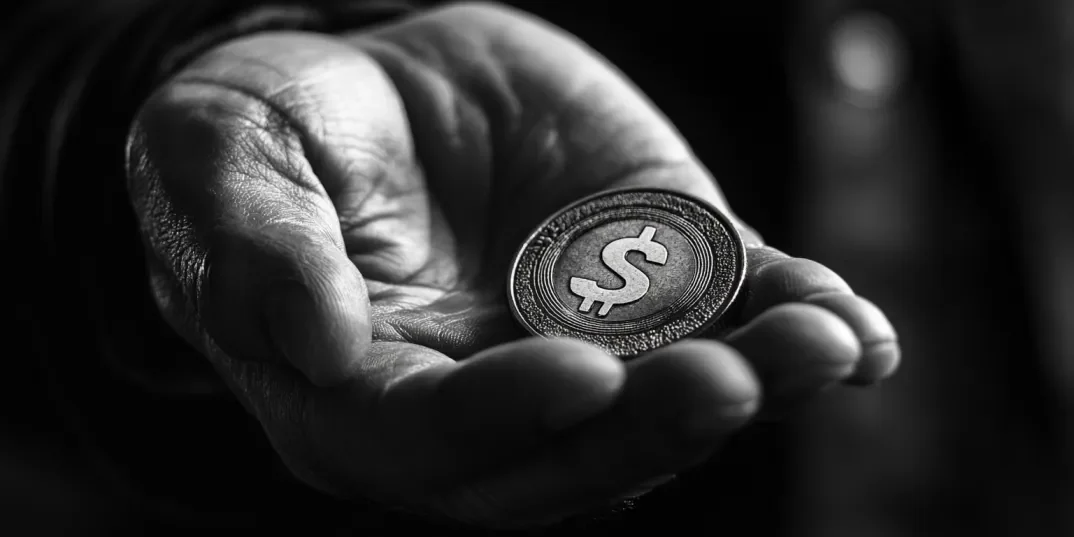 hand holding a coin