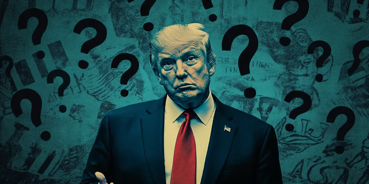 Trump surrounded by question marks