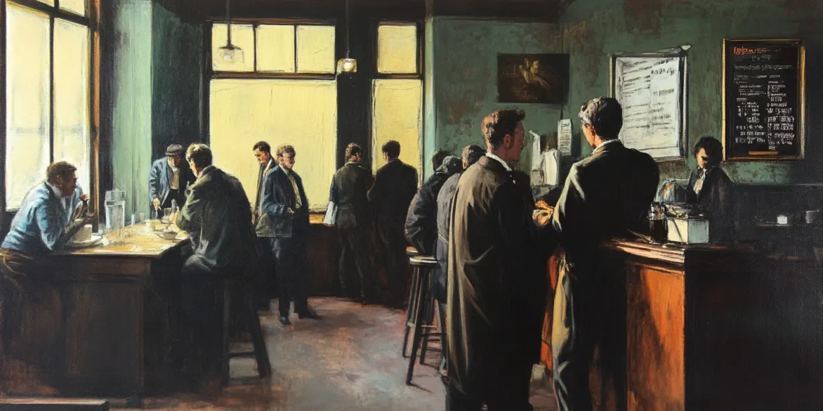 people in an old fashioned auction