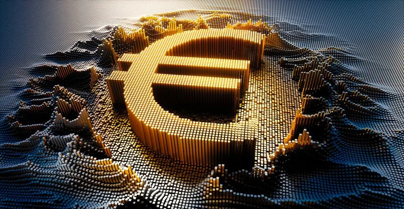 Digital Euro currency Symbol - stock photo
