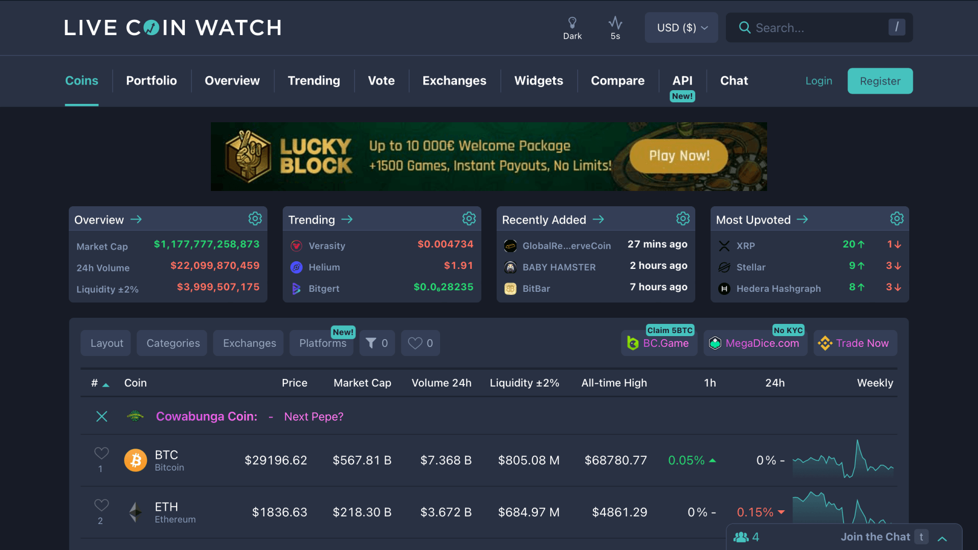 livecoinwatch crypto website
