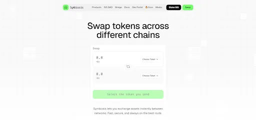 Symbiosis decentralized exchange aggregator completing cross-chain crypto swaps in 45-60 seconds