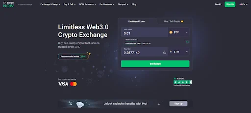 ChangeNOW fast instant crypto exchange completing 98% of swaps within 5 minutes across 1500 assets