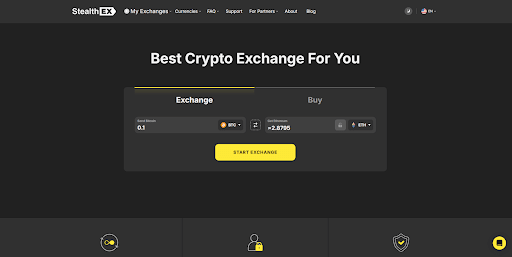 StealthEX private instant crypto exchange with 10-30 minute swaps and $700 no-KYC threshold