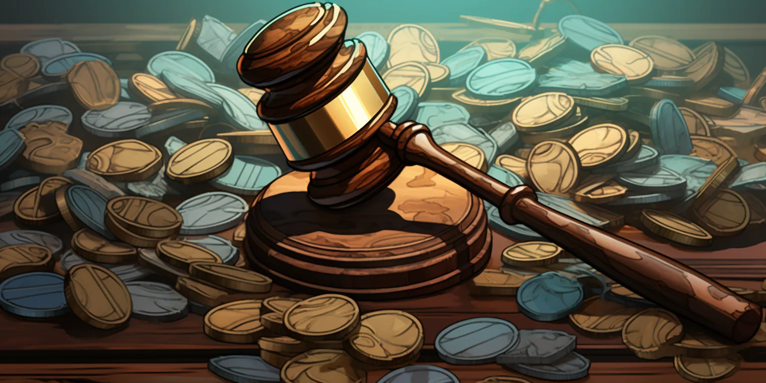 A gavel on a pile of coins