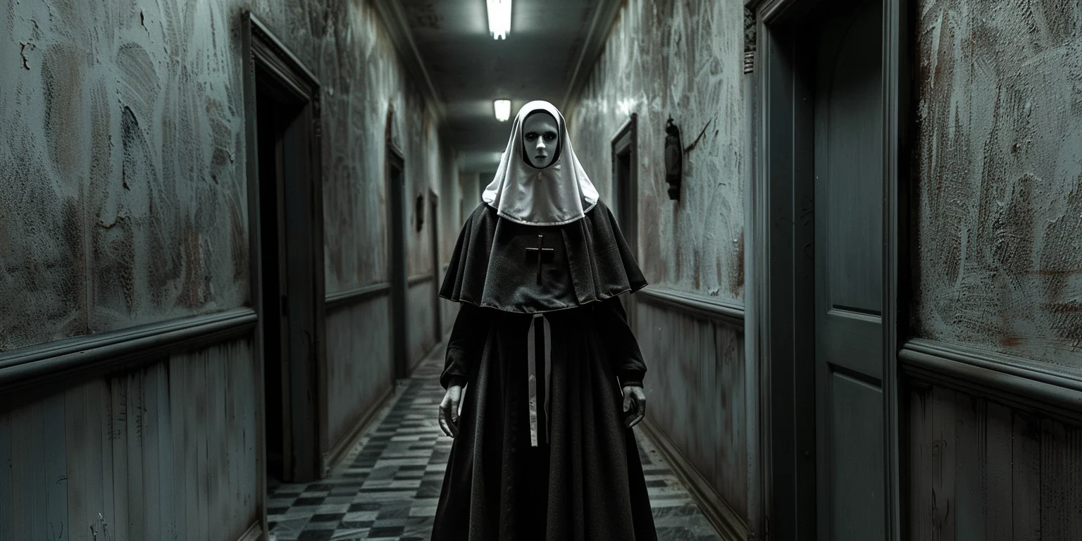 A nun in a horror movie
