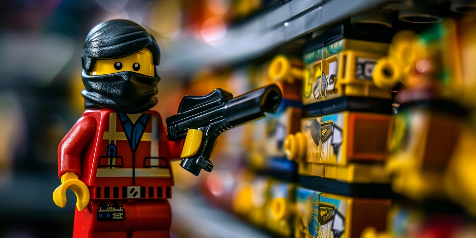 A thief wearing a Lego costume