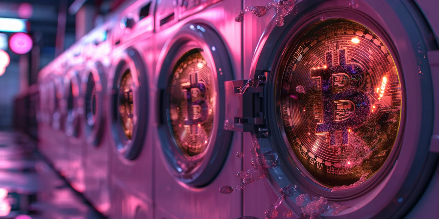A washing machine filled with Bitcoins
