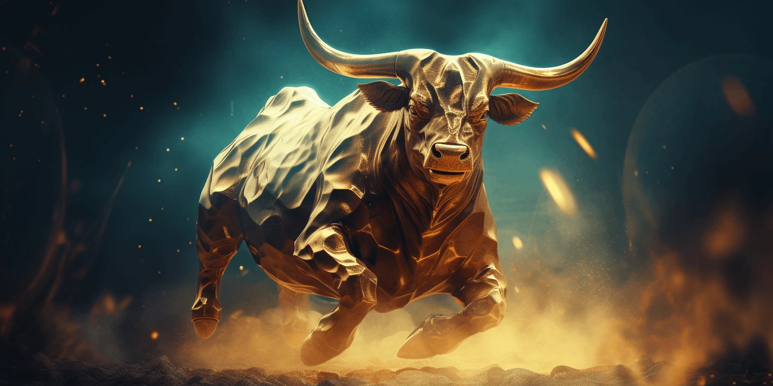 Bitcoin golden bull, art by Midjourney