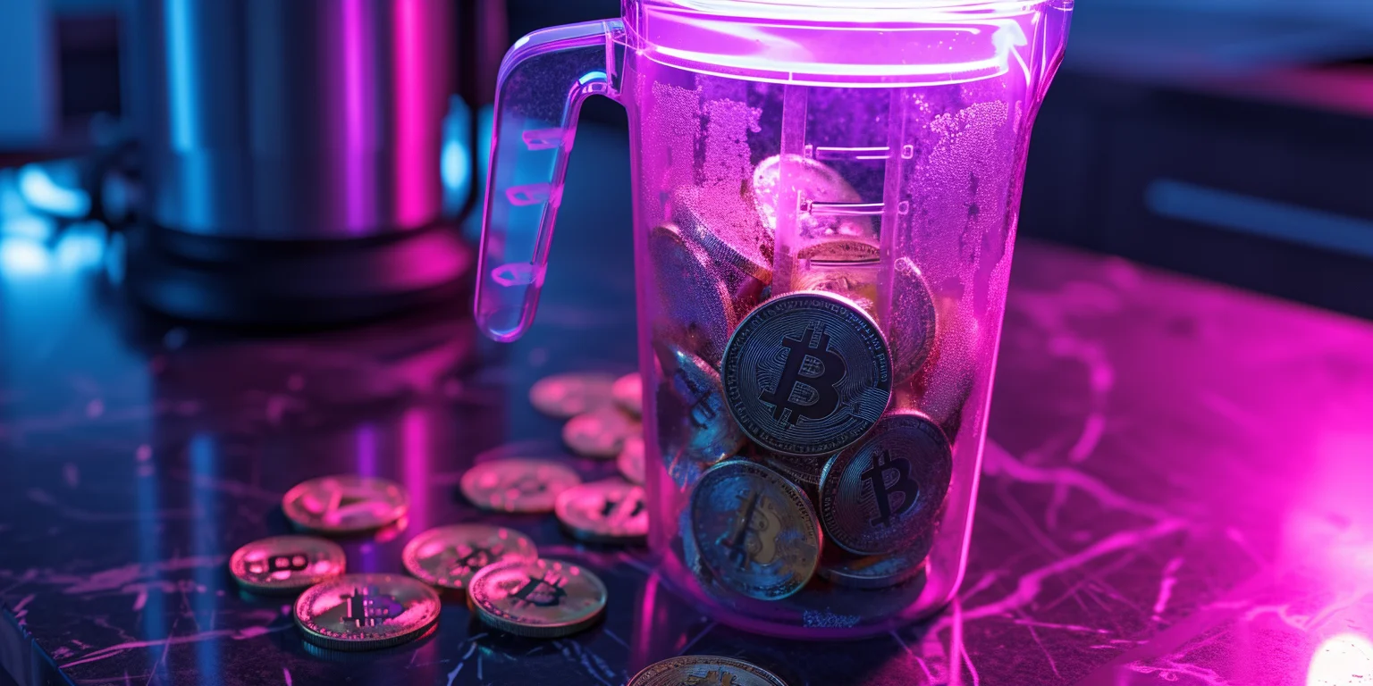 Blender filled with Bitcoins