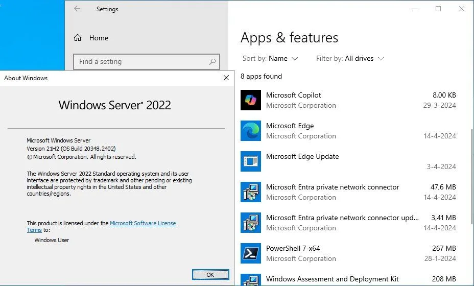 Copilot on Microsoft Server 2022
