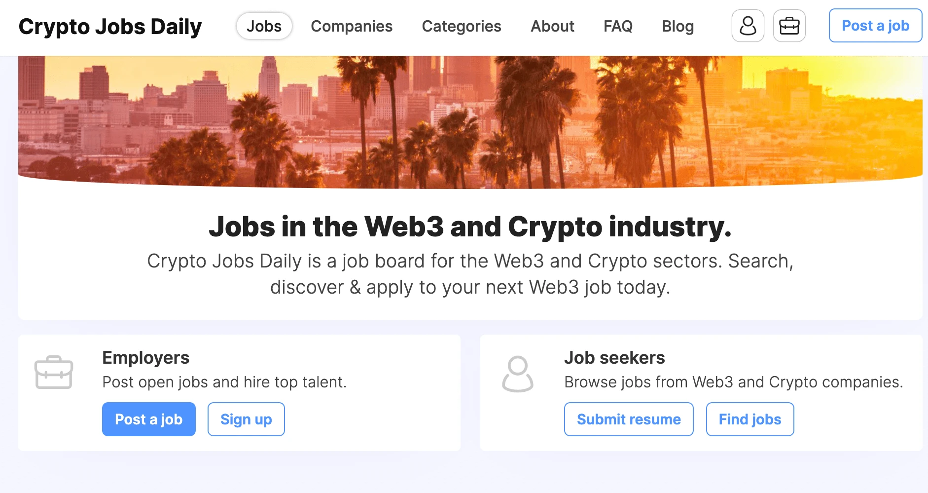 Crypto Jobs Daily website screenshot