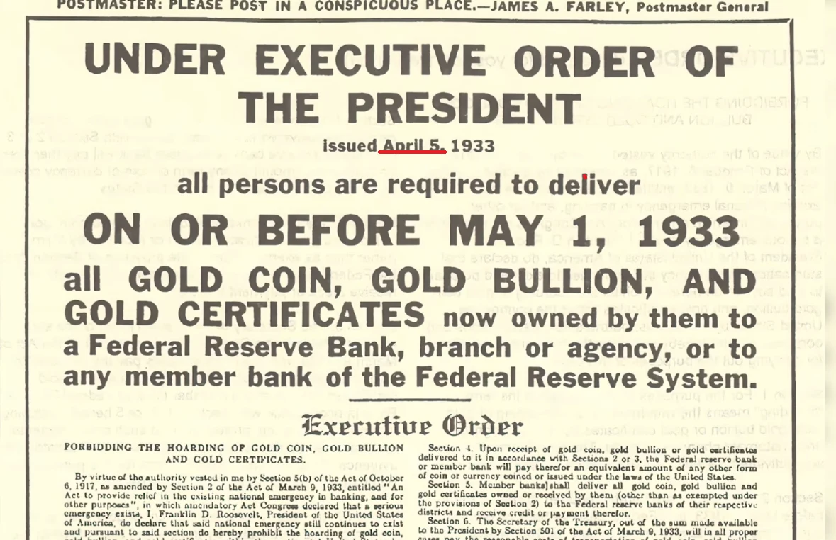 Executive order of the president Roosevelt
