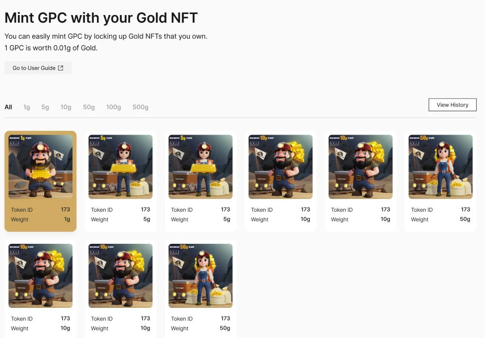 GPC gold-backed token NFT